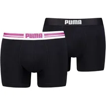 Puma MEN EVERYDAY PLACED LOGO BOXERS 2P electric orchid / schwarz L 2er Pack