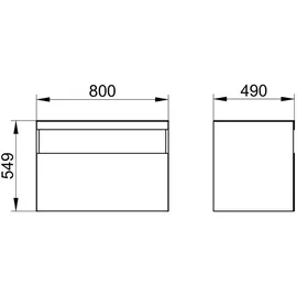 Keuco Stageline Waschtisch-Unterschrank 32864970000 80 x 55 x 49 cm, Dekor Vulkanit, Glas Vulkanit satiniert, ohne Elektrik, mit Hahnlochbohrung