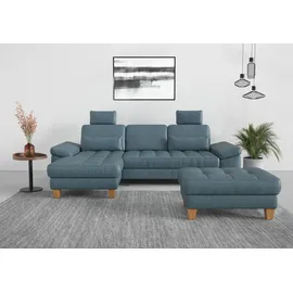sit&more Ecksofa SIT & MORE "Westham L-Form", bunt (graublau), B:275cm H:88cm T:172cm, 100% Polyester, Sofas, Ecksofa, mit Recamiere, mit oder ohne Bettfunktion, Bettkasten, Füße Eiche
