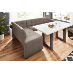 Eckbank EXXPO - SOFA FASHION "Barista", grau (argent), B:197cm H:82cm T:265cm, Microfaser (Zusammensetzung: 100% Polyester), Lederfaserstoff (Grundgewebe 41% Lederfaser, 39% Polyester, 20% Baumwolle), Sitzbänke, Frei im Raum stellbar