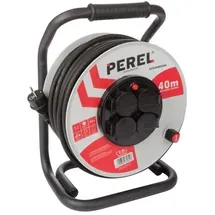 Perel PROFESSIONELLE KABELTROMMEL MIT 'ANTI-TWIST'-SYSTEM - NEOPREN - 40 m 3G2.5 - 4 STECKDOSEN - STE... (40 m, 3 mm2)