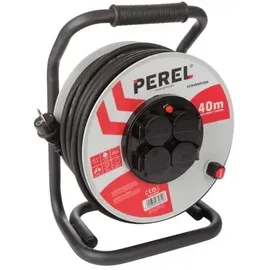 Perel PROFESSIONELLE KABELTROMMEL MIT 'ANTI-TWIST'-SYSTEM - NEOPREN - 40 m 3G2.5 - 4 STECKDOSEN - STE... (40 m, 3 mm2)