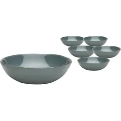Van Well | URBAN Schale grau 19 cm grau 6er Set  - Steinzeug Bowl, für Nudeln, Suppe,Salat Poke oder Müsli