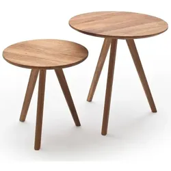 Beistelltisch Genny 2er Set in Asteiche massiv geölt 2 Tische Wohnzimmer Couchtisch