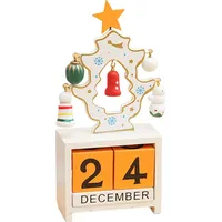 Weihnachtskalender aus Holz für den Schreibtisch, Weihnachtsmann, Schneemann, Rentier, Baum, ewiger Kalender, Holz-Displayblock, Ornament für die...