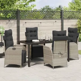 vidaXL 5-teiliges Garten-Ess-Set Hellgrau Poly-Rattan