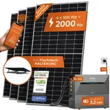 Solarway® All In One Balkonkraftwerk mit Speicher 2000W komplett Steckdose - 3,2 kWh Anker Solix 2 PRO Speicher - Solaranlage Komplettset - 500W Solarmodule & Anker Speicher & Zubehör