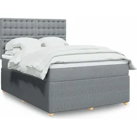 vidaXL Boxspringbett mit Matratze Hellgrau 160x200 cm Stoff