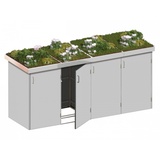 Traumgarten Binto Mülltonnenbox 4er-Box HPL-Grau Pflanzschale Mülltonnenverkleidung