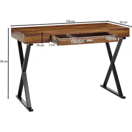 FineBuy Schreibtisch 120x55x78 cm Massivholz Metall Computertisch Tisch