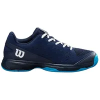 Wilson Rush Pro Junior L Tennisschuhe, Komfortables Spiel und Dynamische Dämpfung, Abriebfest, Navy Blazer/Weiß/Atomic Blue, Größe 4K - 36 2/3 EU