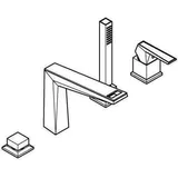 Grohe Allure Brilliant Private Collection 4-Loch Einhand-Wannenbatterie, Ausladung 198mm, Wannenrandmontage, Griff mit White Attica Ceasarstone, Chrom