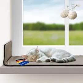 Rohrschneider ® selbstwärmende Katzendecke Fensterliege mit rutschfester Unterlage taupe 90 cm, 2 cm, 29 cm