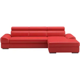 sit&more Ecksofa SIT & MORE "Broadway L-Form", rot, B:284cm H:79cm T:171cm, Luxus-NaturLeder;Luxus-Kunstleder;NaturLEDER;Microfaser Primabelle (100% Polyester), Sofas, Ecksofa, inklusive Kopfteilverstellung, wahlweise mit Bettfunktion
