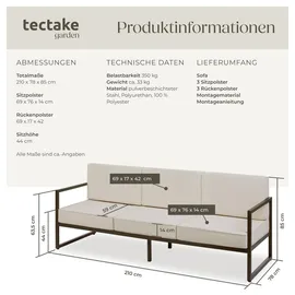 Tectake tectake® Garten-Loungesofa Comosa Dicke des Sitzpolsters 14 cm