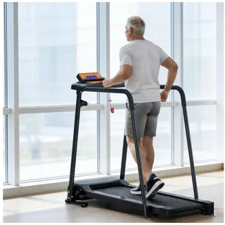 UMAY Laufband 12 voreingestellte Programme Für Zuhause (für Senioren mit optionaler APP-Steuerung, 120 kg Kapazität Treadmill, tragbare klappbare Laufbänder, Höchstgeschwindigkeit 12 km/h), erweiterte Handläufer für Recovery Fitness schwarz