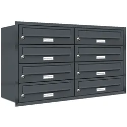 AL Briefkastensysteme 8 Fächer Premium Unterputz Briefkasten Anlage RAL 7016 Anthrazit Grau, Post A4, modern, wetterfest, Artikelnummer: 132P8U2P7016