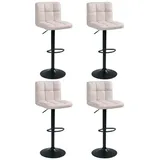 Home4You Barhocker 4er Set, Beige Schwarz - Webstoffbezug - Metallgestell - höhenverstellbar - 4er Set