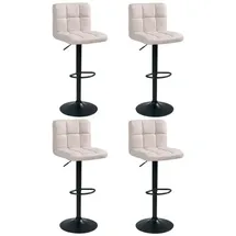 Home4You Barhocker 4er Set, Beige Schwarz - Webstoffbezug - Metallgestell - höhenverstellbar - 4er Set