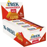 JB's TREK Protein Haferriegel | Biscoff | Pflanzliches Protein | Vegan | 16 x 50g Riegel | 800g