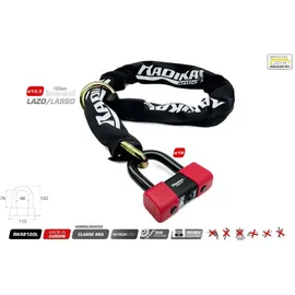 RADIKAL RK48120L Motorradschloss Diebstahlsicherung Vorhängeschloss Motorrad Mini U Hoch Sicherheitsgeprüft CLASSE SRA und Kettenschlaufe 120 cm