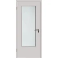 Kilsgaard Zimmertür mit Lichtausschnitt Uni Grau Lamikor Typ 43/LA Eckkante, DIN Links, 985x2110 mm