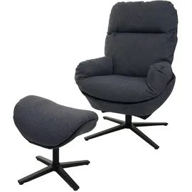 Mendler HWC-L12, Fernsehsessel Sessel Schaukelstuhl Wippfunktion, drehbar, Metall Stoff/Textil ~ dunkelgrau