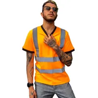 Capto Apparel Warnschutz T Shirt - Reflektierend Warnshirt - Warnschutzshirt - Sicherheits Tshirt - Arbeitshemd - Herren Hohe Sichtbarkeit Shirt - Arbeitskleidung T-Shirt – Orange/Schwarz – M