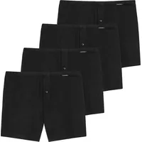 SCHIESSER Schiesser, Herren Boxershorts, 4er Pack - Jersey Shorts, Baumwolle, einfarbig Schwarz, S