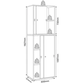 VCM Salia Schiebetürenschrank 60 x 37 x 183 anthrazit