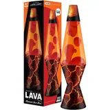 LAVA® – Lavalampe Volcanic Crags 2078, Rotes Wachs, Orangefarbene Flüssigkeit, Dekorativer Sockel und Deckel, Original 14,5 Zoll Bewegungslampe der Marke LAVA®