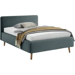 Polsterbett MEISE.MÖBEL "Mattis", blau (eisblau), B:161cm H:105cm L:218cm, Bezug Bett: Struktur Gewebe (100% Polyester), Betten, Topseller, wahlweise mit Bettkasten