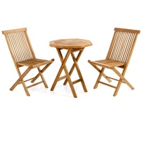 DIVERO 3 tlg. Balkonset Garten-Set Klappstuhl Tisch rund Ø 60cm Teakholz Balkon