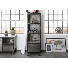 Massivmoebel24 Vitrine Mango 60 x 40 x 180 cm Grau