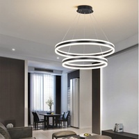 Bellastein Moderne LED Hängeleuchte, Esstisch Pendelleuchte Höhenverstellbar, Dimmbare Mit Fernbedienung 3000K-6000K, Acryl Hängelampe Wohnzimmer Esszimmer (‎Schwarz, 40+60cm)