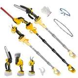 Akku-Teleskop-Kettensäge Heckenschere und Gartenschere Kombiset kompatibel mit Dewalt 20V, Ausziehbares Baumbeschneidungs-Werkzeugset zum Schneiden von Ästen und Bäumen (ohne Akku)