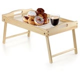 KADAX Betttisch, Frühstückstablett aus Kiefernholz, 19x30x50cm Serviertablett, klappbares Bett-Tablett, Essenstablett für Frühstück im Bett, Beistelltisch (Farblos)