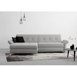 Ecksofa INOSIGN "Maredo L-Form", grau, B:284cm H:89cm T:179cm, 100% Polyester, Sofas, Federkern, wahlweise auch mit Kopfteil- und Armlehnverstellung