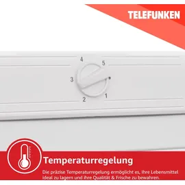 Telefunken Gefrierschrank groß Tiefkühlschrank freistehend 175 Liter 4*-Gefrieren 40 dB F-GS-145-E-W weiß