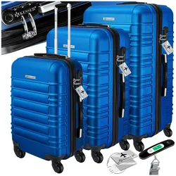 KESSER® 3tlg. Hartschalenkofferset Hartschalenkoffer Reisekoffer Set Reisekofferset Trolley Koffer Inkl. Kofferwaage + Gepäckanhänger Rollkoffer Schloss 4 Rollen ABS-Hartschale Teleskopgriff M-L-XL
