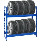 Proregal Reifenregal Tiger 100x110x35cm | 150kg Fachlast | bis zu 8 Reifen | mit 2 Ebenen Blau Reifenständer Garagenregal