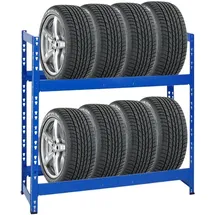 Proregal Reifenregal Tiger 100x110x35cm | 150kg Fachlast | bis zu 8 Reifen | mit 2 Ebenen Blau Reifenständer Garagenregal