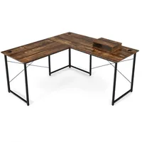Costway Eckschreibtisch, Alteiche, Holz, 150x74x150 cm, Arbeitszimmer, Schreibtische, Eckschreibtische