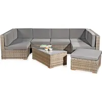 Melko Gartenmöbel Lounge Set Polyrattan Sofa Essgruppe Sitzgarnitur - Grau - Grau