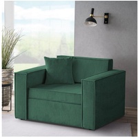 Beautysofa Schlafsofa Dave, mit Relaxfunktion, Bettkasten, modernes Einzelsofa aus Cordstoff, 117 cm Relaxsofa für Wohnzimmer grün