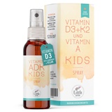 Little Wow Vitamin D3 K2 Spray + Vitamin A für Kinder Vegan I Immunsystem Vitamine für Kinder 180 Sprühstöße für bis zu 6 Monate I 500 IE Vitamin D3 & 11,25 μg Vitamin K2 pro Sprühstoß