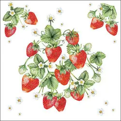 Ambiente 20 Servietten Papier 33x33cm 3-lag - hochwertige Einweg Papierservietten mit Erdbeeren Tischdeko für Sommerfest Gartenparty Picknick Geburtstagsfeier