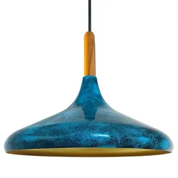 Bamyum Metall Holz Handgefertigt farbe de Ozeans Pendelleuchte