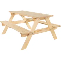Lemodo Kinderpicknicktisch 115cm lang aus Holz Kiefer natur, Sitzgruppe für Kinder