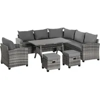 Outsunny Luxus Polyrattan Loungeset grau inkl. Hocker 860-191